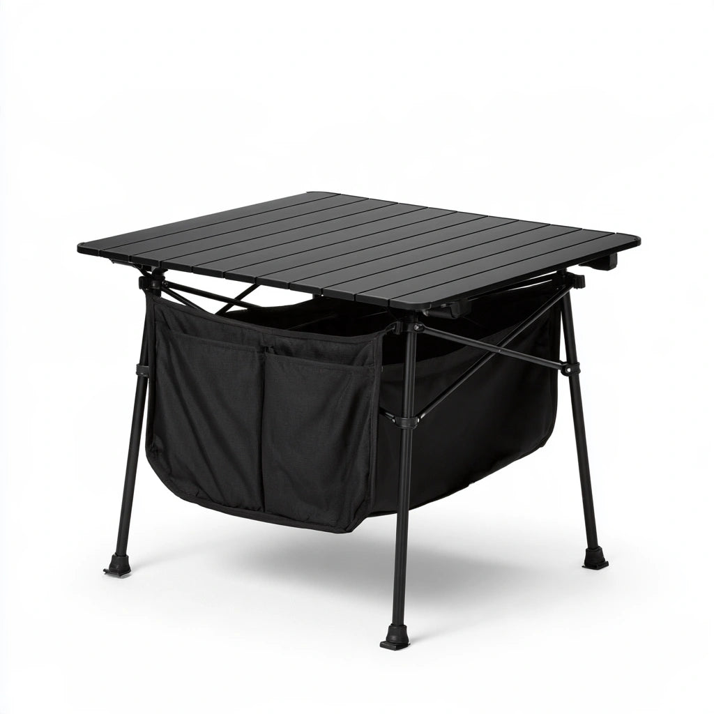 Table de camping pliante avec structure en aluminium, coloris noir