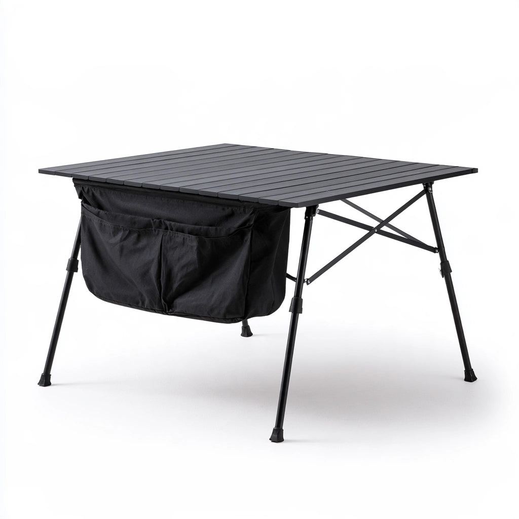 Table de camping pliante avec structure en aluminium, coloris noir