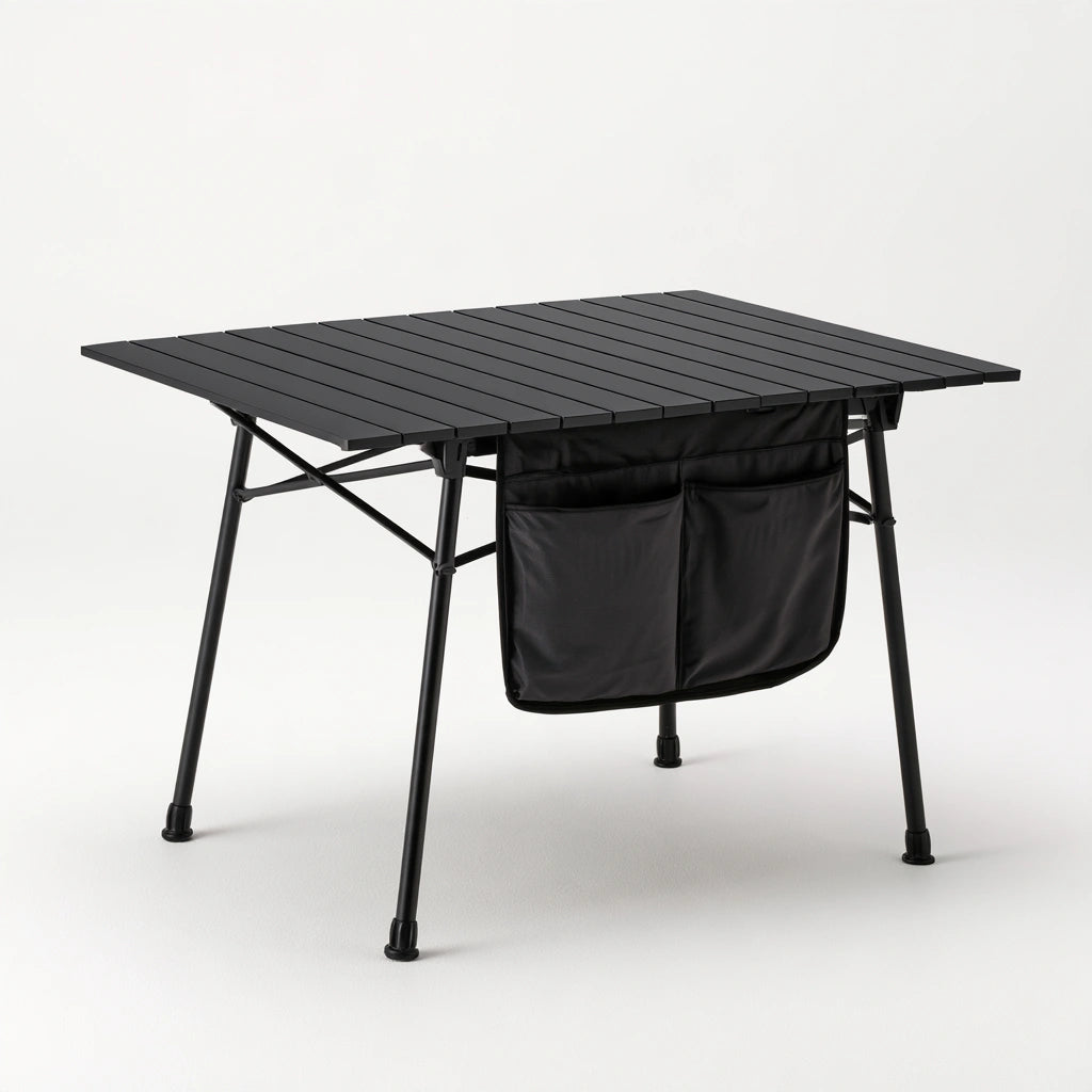 Table de camping pliante avec structure en aluminium, coloris noir