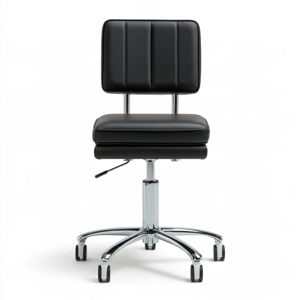 Tabouret de salon pivotant sur roulettes aux lignes épurées, coloris gris
