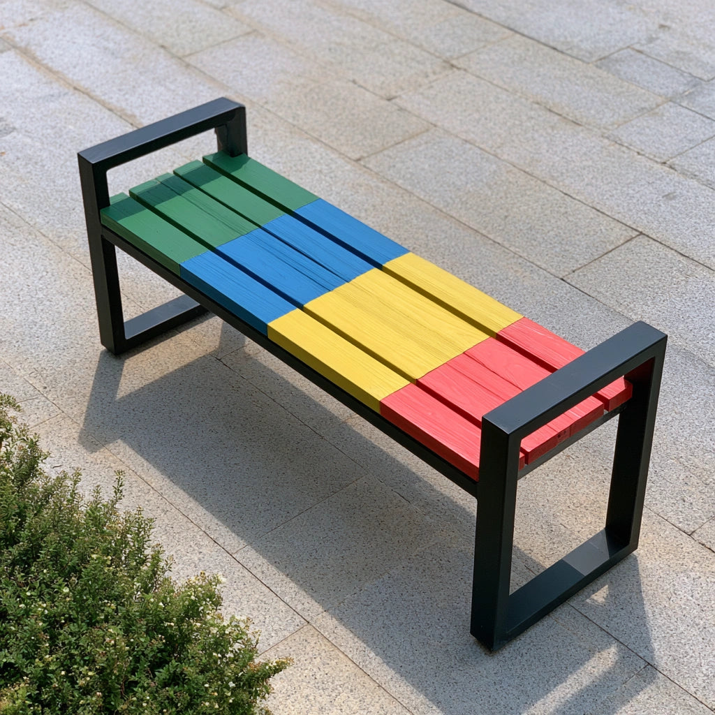 Banc décoratif en métal, coloris noir