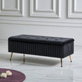 Banc coffre rembourré en velours, coloris gris foncé