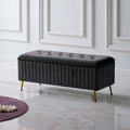 Banc coffre rembourré en velours, coloris gris foncé