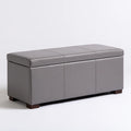 Banc coffre rembourré aux lignes épurées, coloris gris
