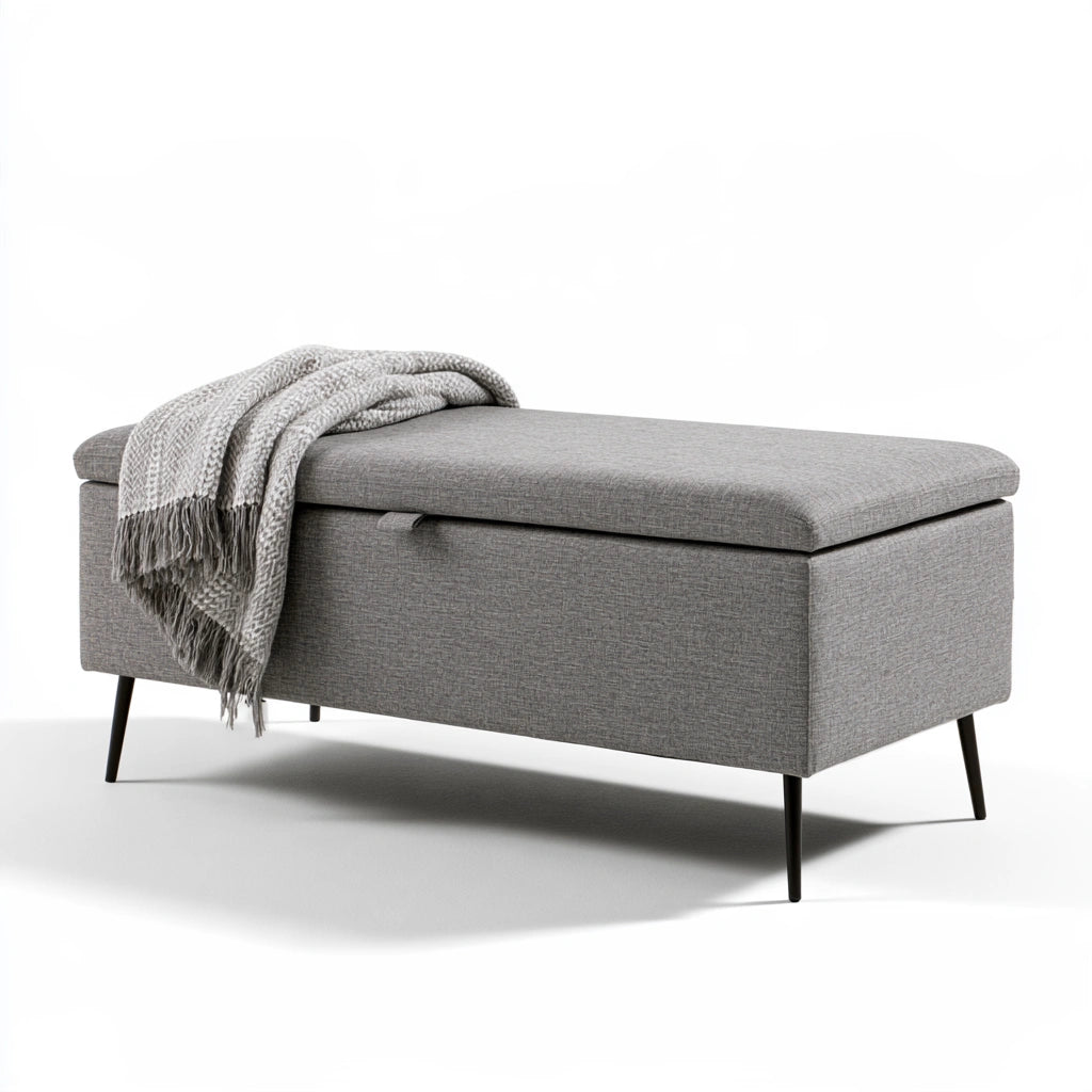 Banc avec rangement aux lignes épurées, coloris gris
