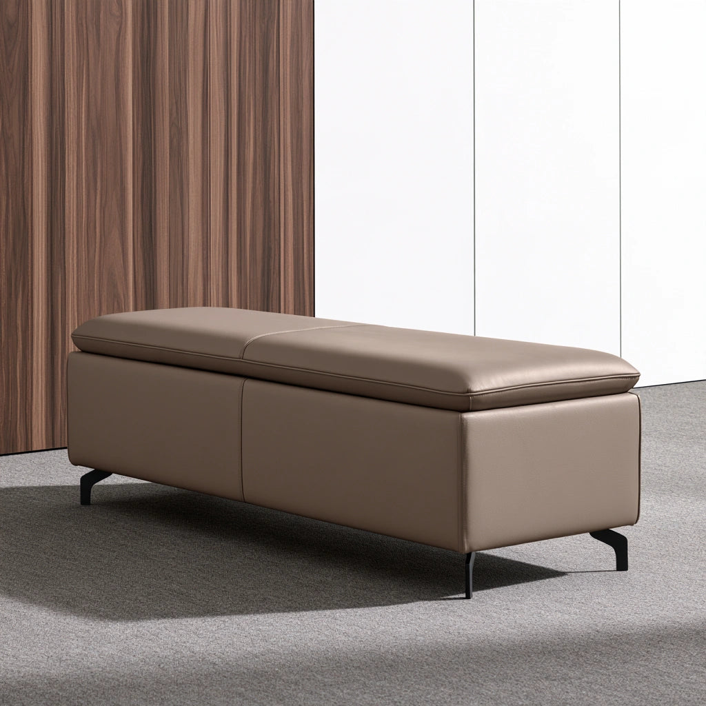 Banc avec rangement aux lignes épurées, coloris gris